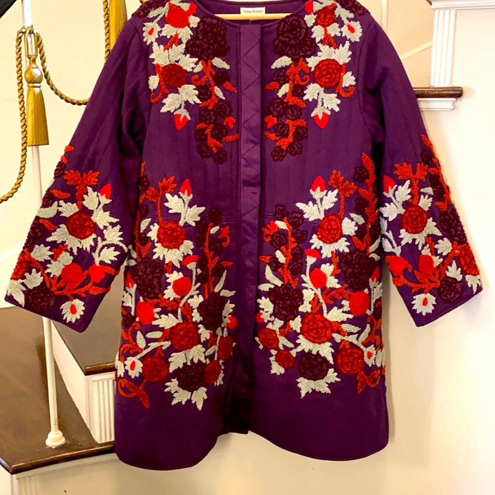 Roller Rabbit quilted embroidered coat, size S/M